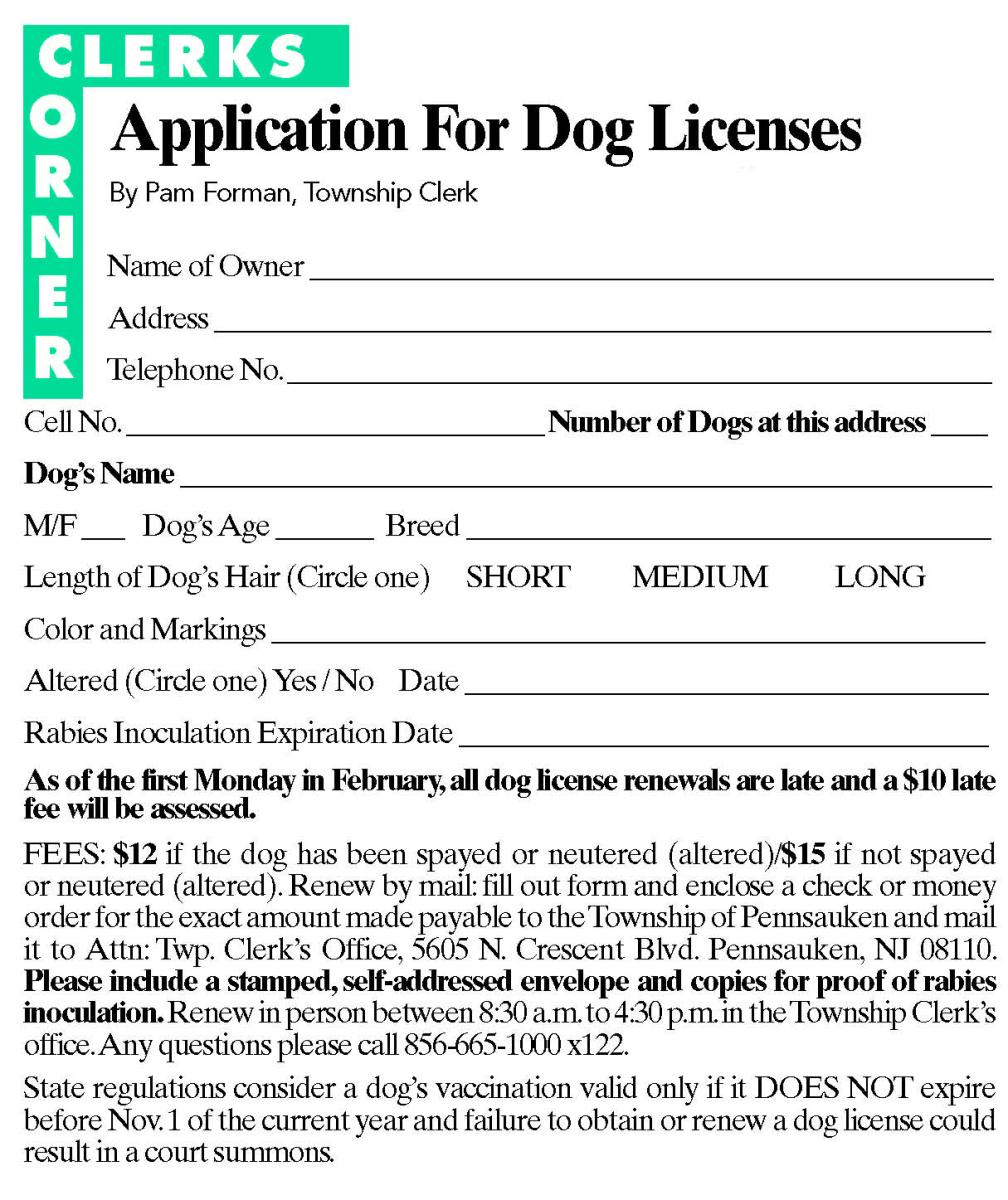 Dog License Form