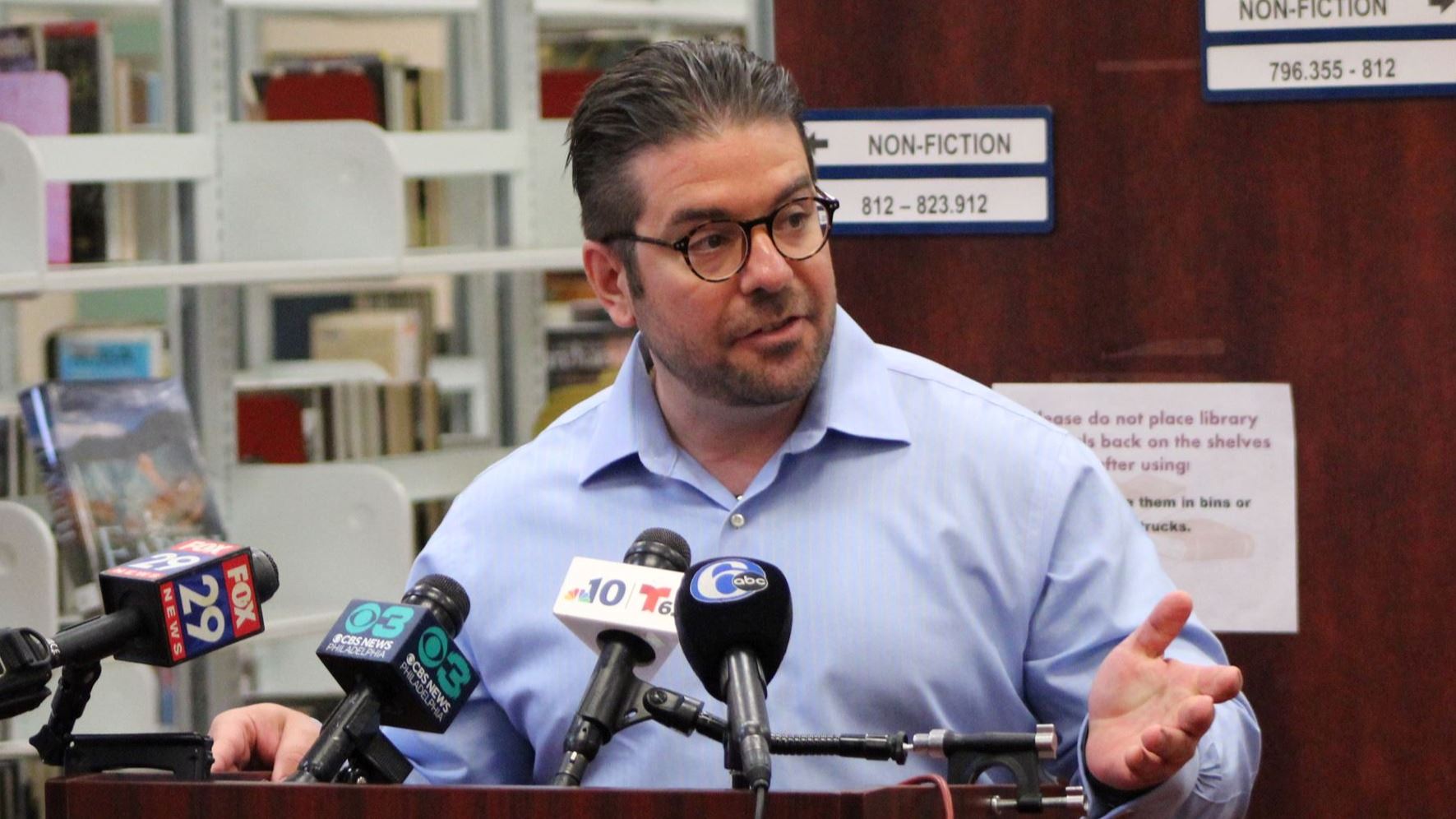 Patrick Speaking at the Library